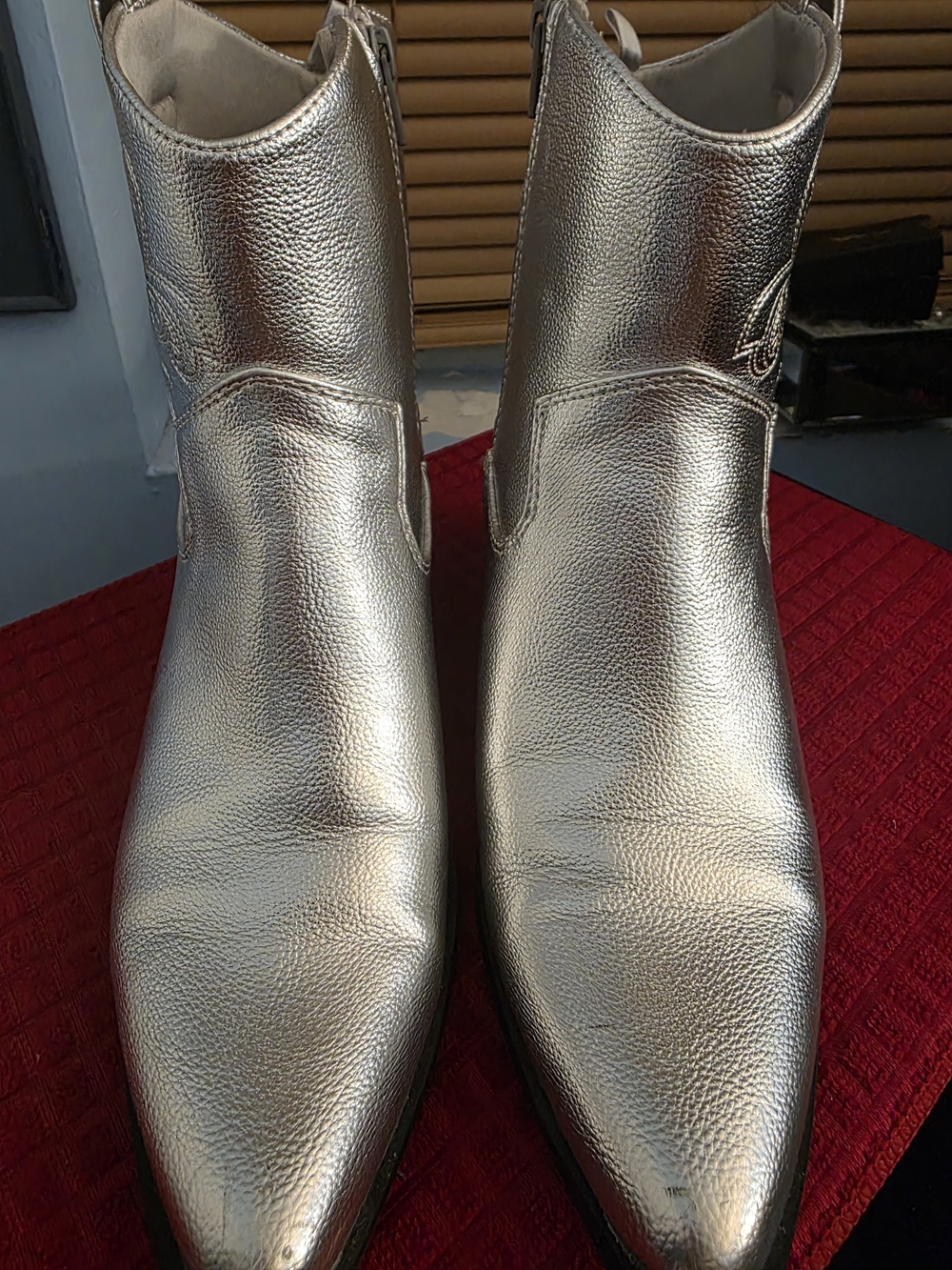 Old Navy Metallic Silver Pointed Ankle Boots